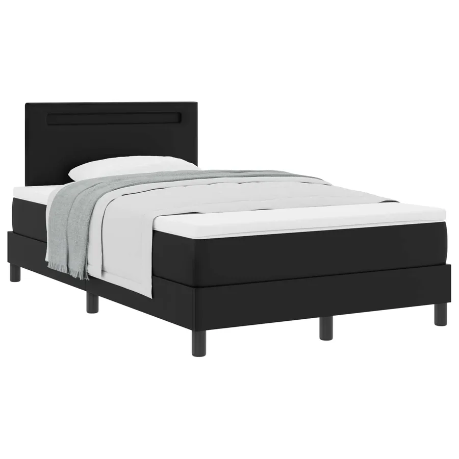 Lit à ressorts avec matelas Noir 120 x 190 cm Simili cuir - 3