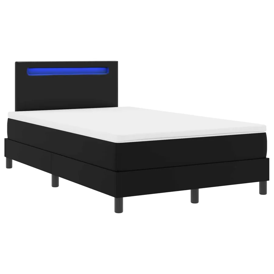 Lit à ressorts avec matelas Noir 120 x 190 cm Simili cuir - 5