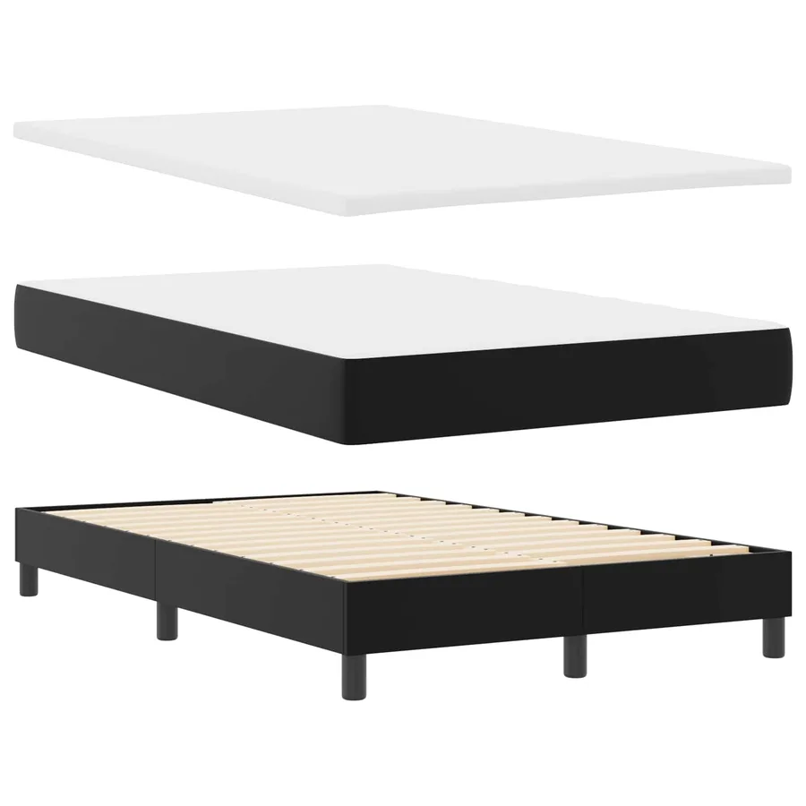 Lit à ressorts avec matelas Noir 120 x 190 cm Simili cuir - 6