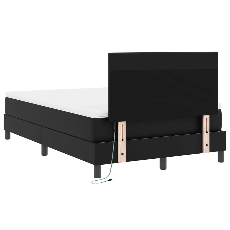 Lit à ressorts avec matelas Noir 120 x 190 cm Simili cuir - 8