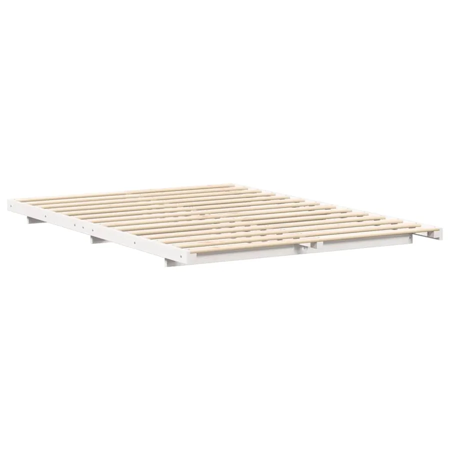 Cadre de lit Blanc 160 x 220 cm Pin massif - 4