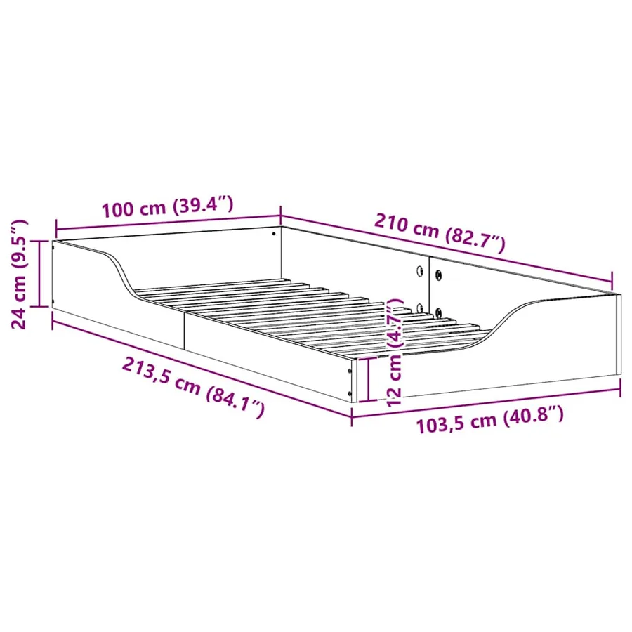 Cadre de lit Marron 100 x 210 cm Pin massif - 10