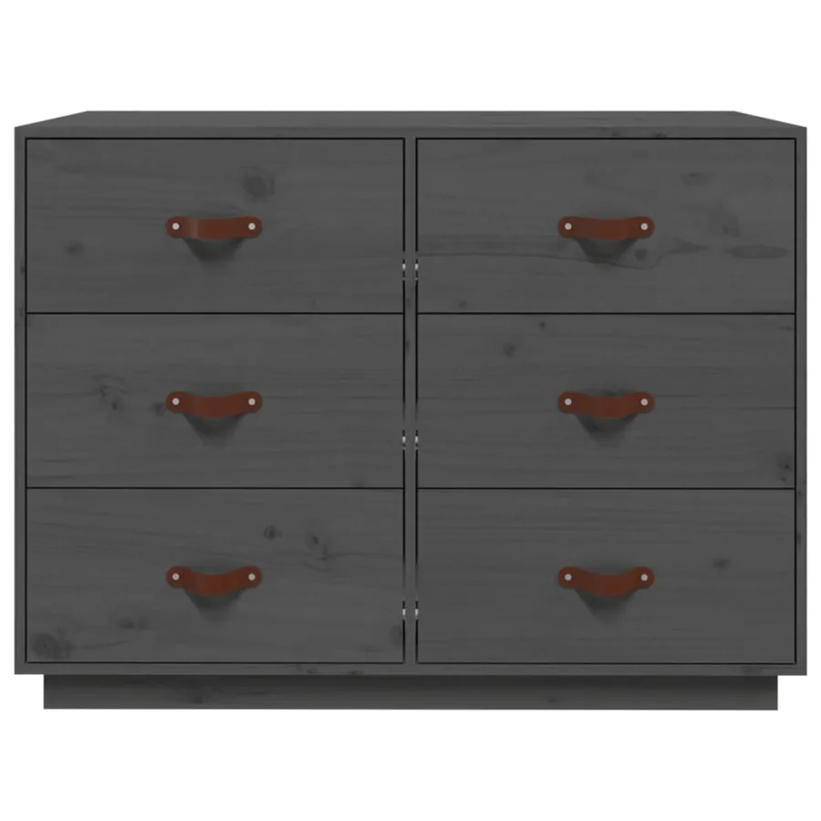 Buffet Gris 100x40x75 cm Bois massif de pin - 5