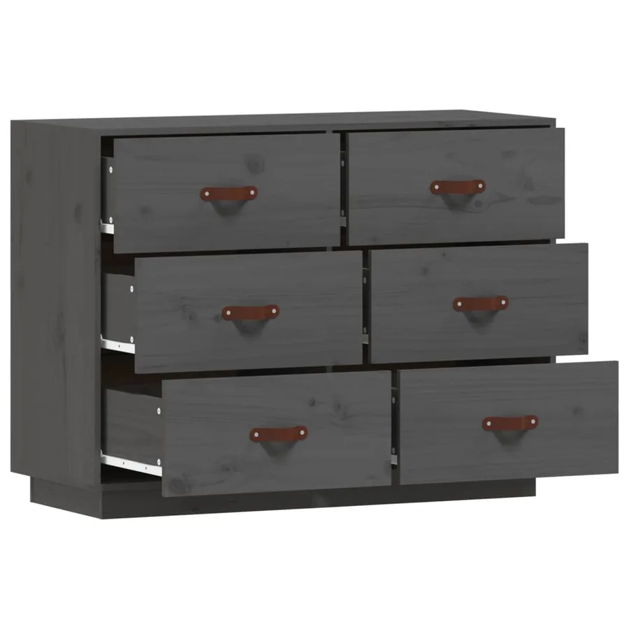 Buffet Gris 100x40x75 cm Bois massif de pin - 6