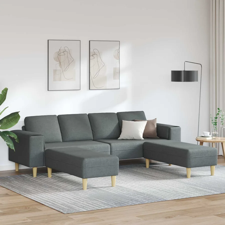 Canapé de salon 3 pcs Gris foncé Polyester