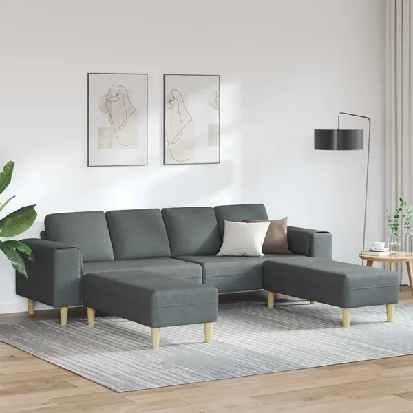 Canapé de salon 3 pcs Gris foncé Polyester