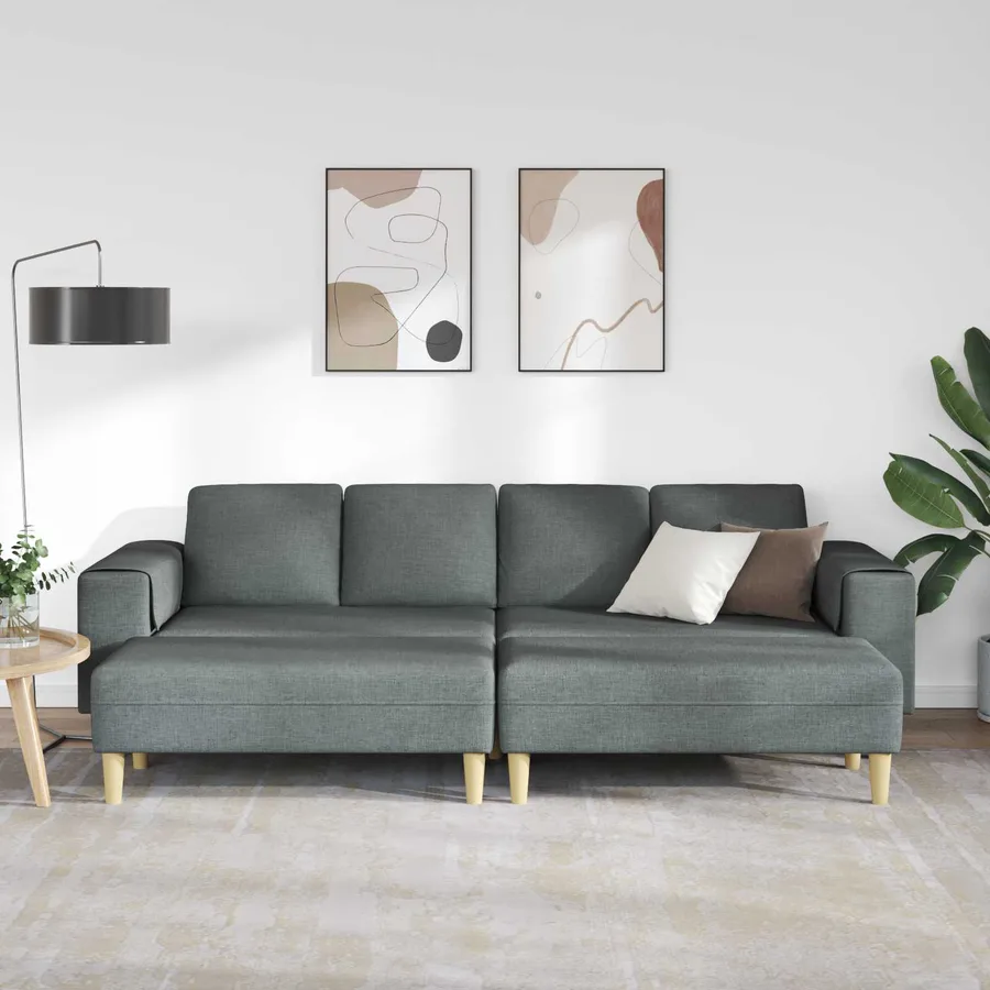 Canapé de salon 3 pcs Gris foncé Polyester - 3