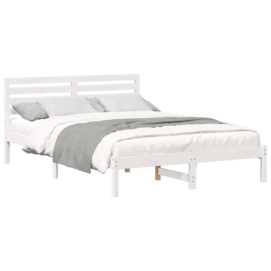 Cadre de lit avec tête de lit Blanc 140 x 220 cm Pin massif - 2