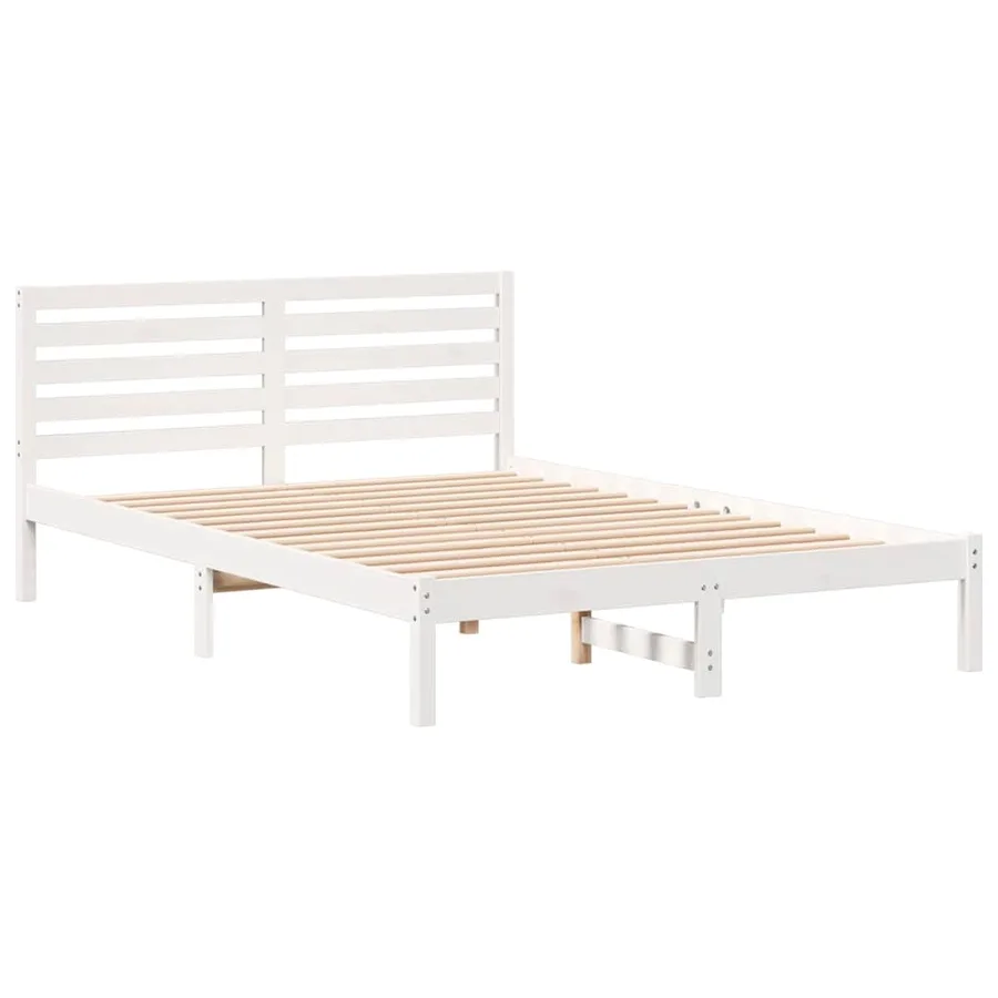 Cadre de lit avec tête de lit Blanc 140 x 220 cm Pin massif - 4