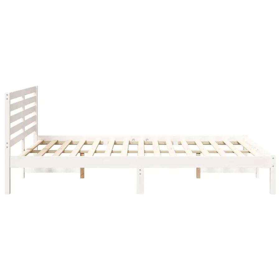 Cadre de lit avec tête de lit Blanc 140 x 220 cm Pin massif - 6