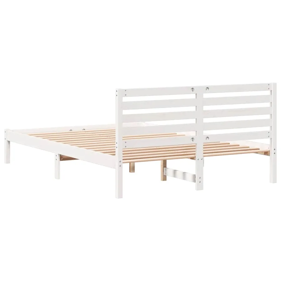 Cadre de lit avec tête de lit Blanc 140 x 220 cm Pin massif - 7