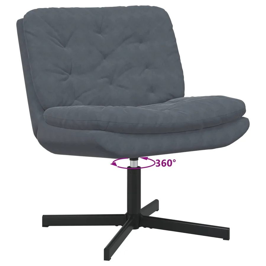 Fauteuil relaxant pivotant Gris foncé 63 x 75 x 76 cm Velours - 5