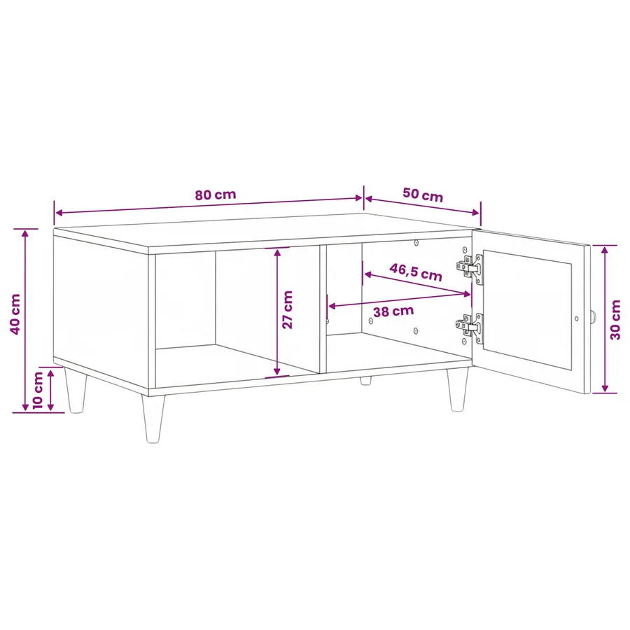 Table basse Marron Clair 100 x 54 x 40 cm Bois d'ingénierie - 12