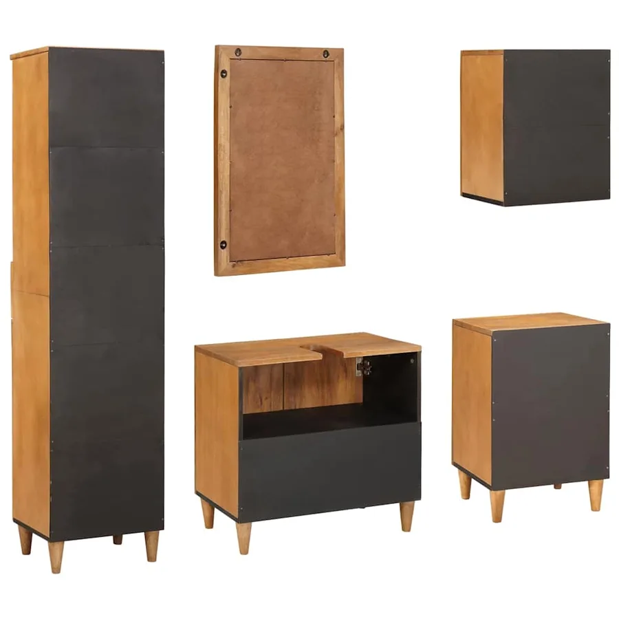 Ensemble de mobilier de salle de bain avec tiroir 5 pcs Marron - 9