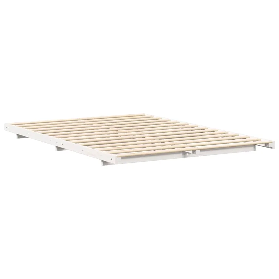 Cadre de lit Blanc 140 x 200 cm Pin massif - 7