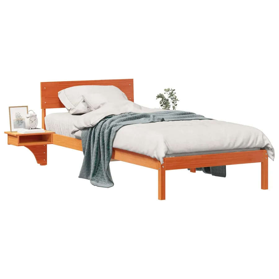 Cadre de lit avec tête de lit Brun cire 90 x 190 cm Pin massif - 2