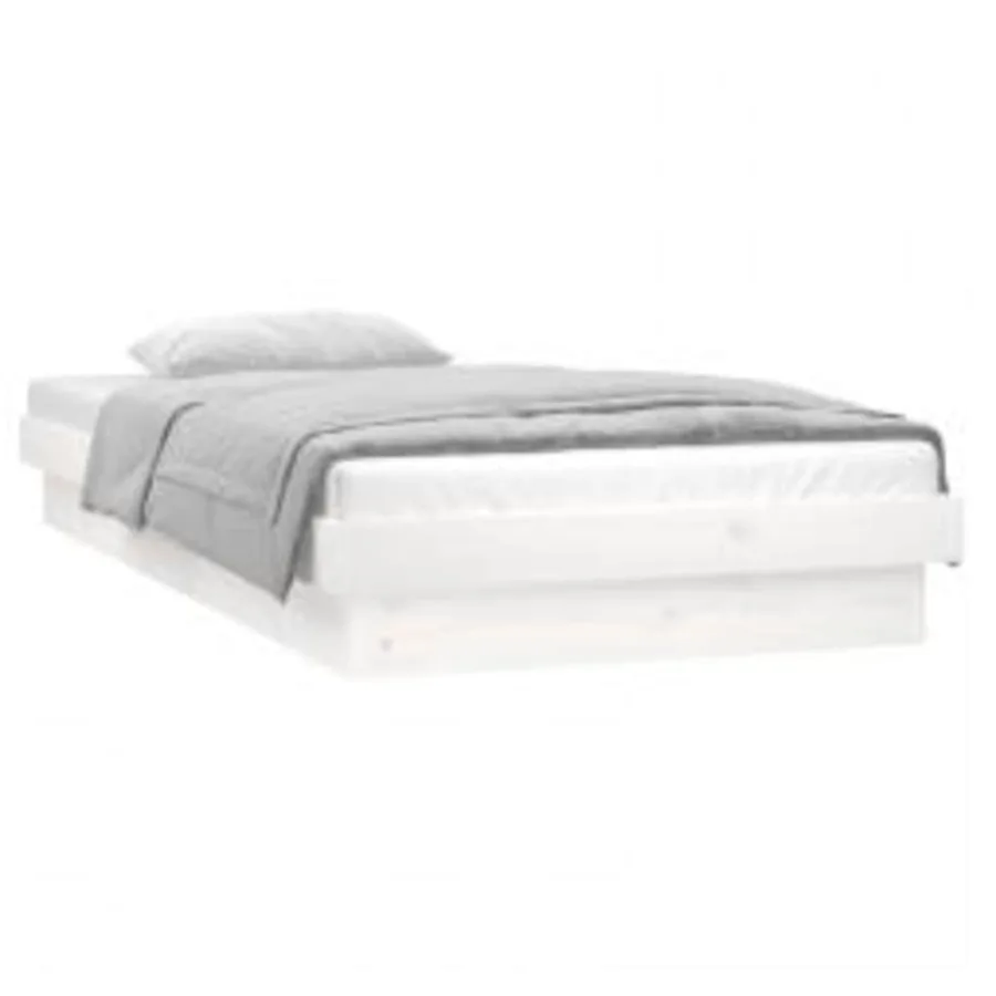 Cadre de lit à LED sans matelas blanc 90x200 cm bois massif - 3