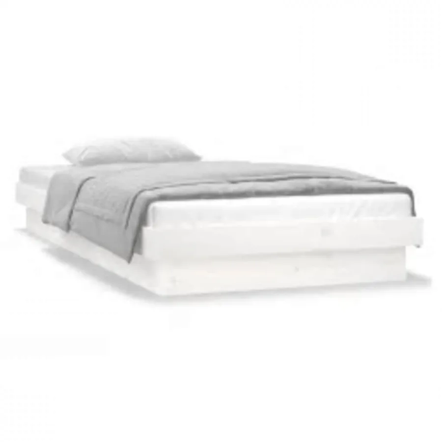 Cadre de lit à LED sans matelas blanc 90x200 cm bois massif - 5