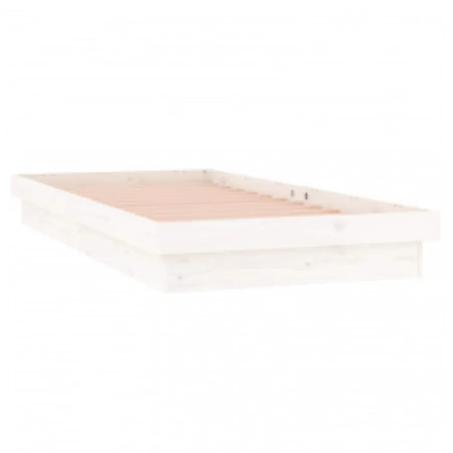 Cadre de lit à LED sans matelas blanc 90x200 cm bois massif - 6