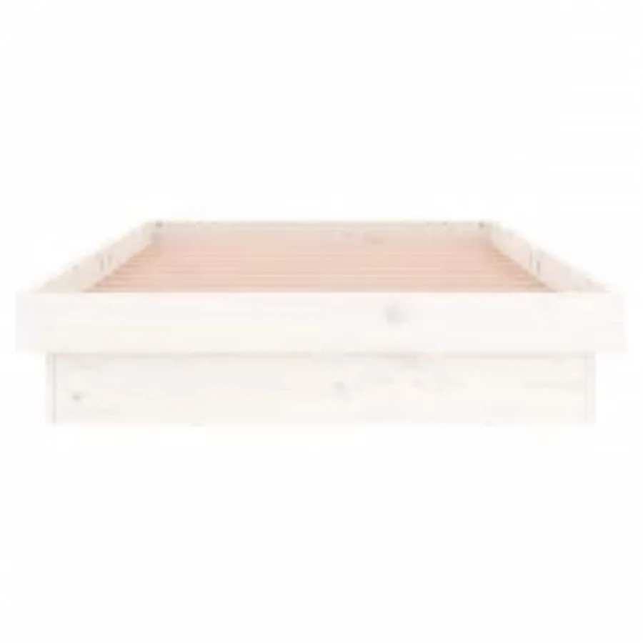 Cadre de lit à LED sans matelas blanc 90x200 cm bois massif - 7