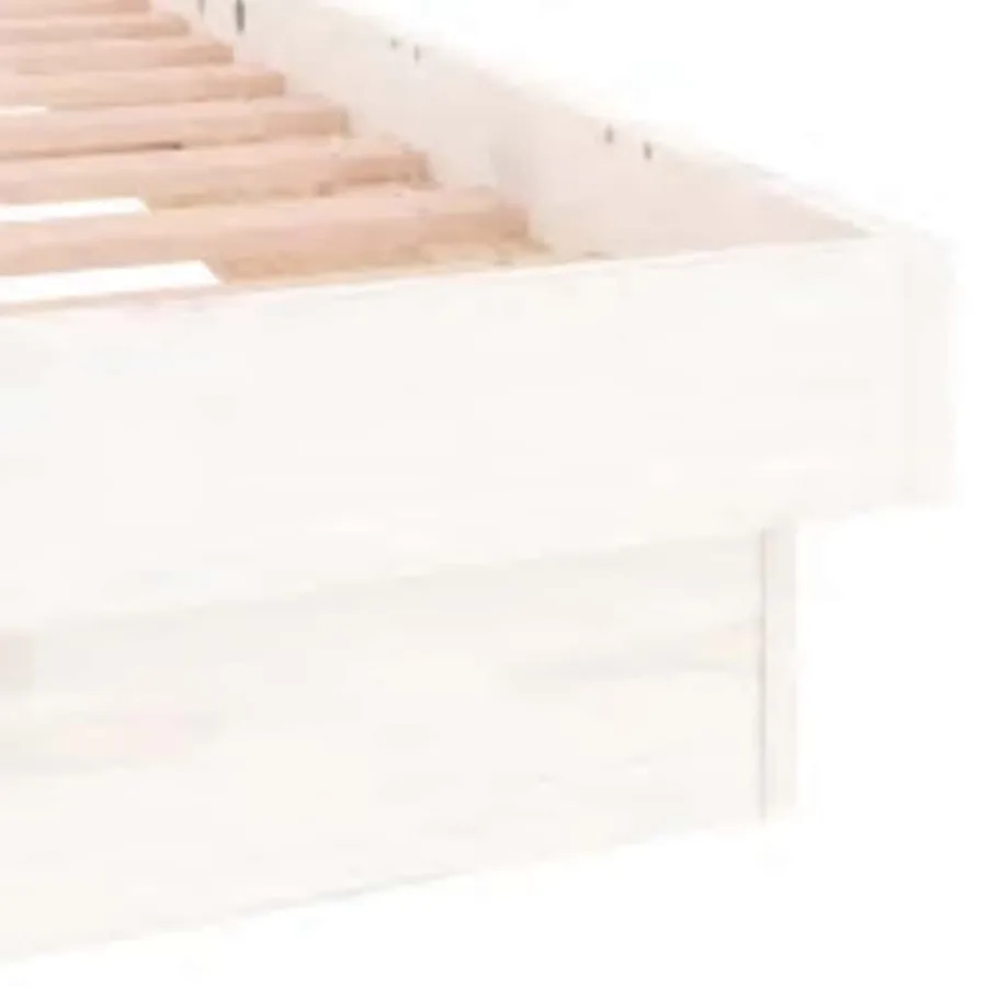 Cadre de lit à LED sans matelas blanc 90x200 cm bois massif - 9