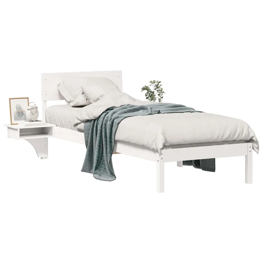 Cadre de lit avec tête de lit Blanc 75 x 190 cm Pin massif - 2