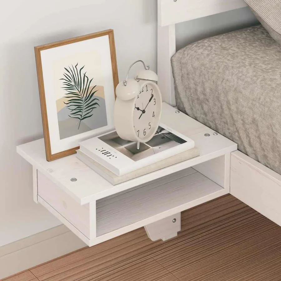 Cadre de lit avec tête de lit Blanc 75 x 190 cm Pin massif - 3