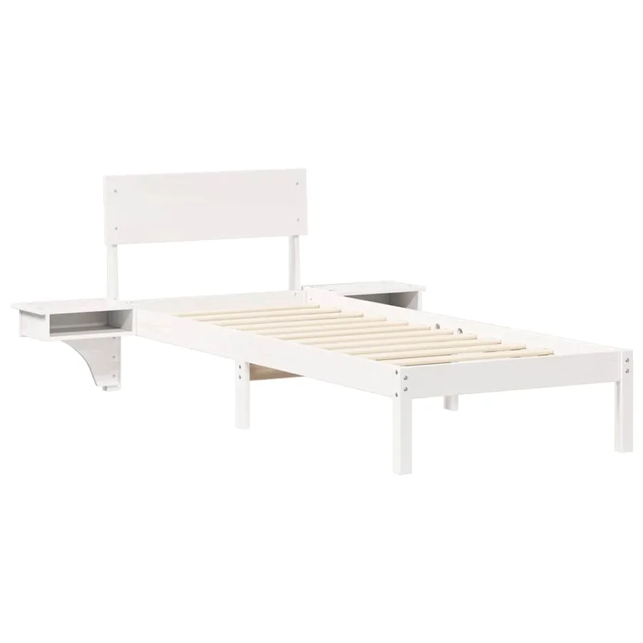 Cadre de lit avec tête de lit Blanc 75 x 190 cm Pin massif - 4