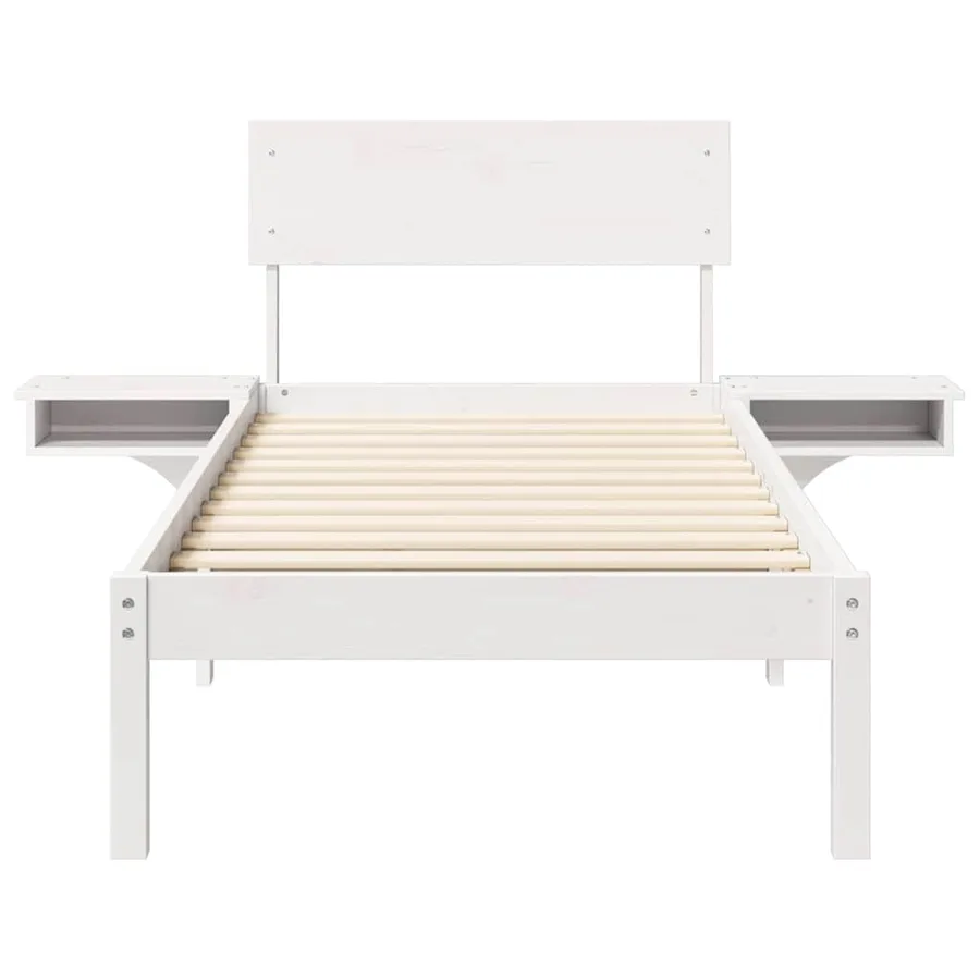 Cadre de lit avec tête de lit Blanc 75 x 190 cm Pin massif - 5