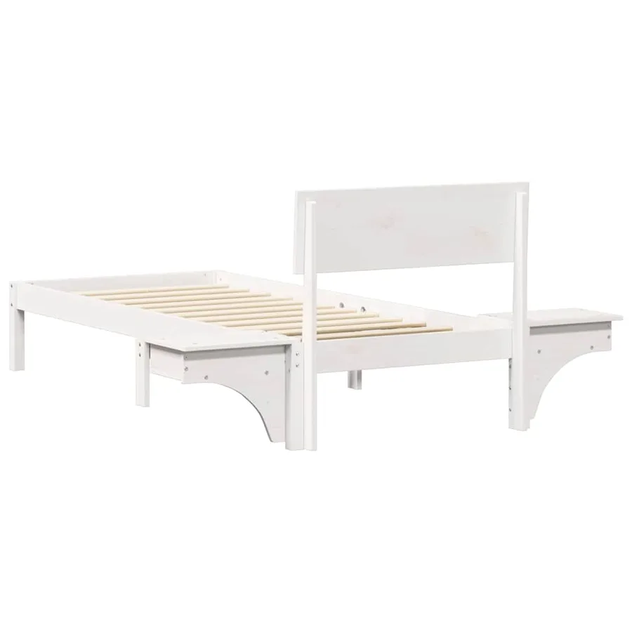 Cadre de lit avec tête de lit Blanc 75 x 190 cm Pin massif - 7