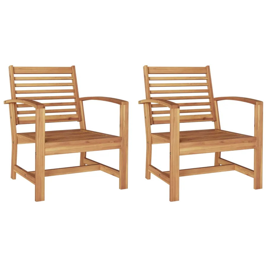 Chaise 2 Pièce Marron 65 x 60 x 76,5 cm Bois de teck massif - 2