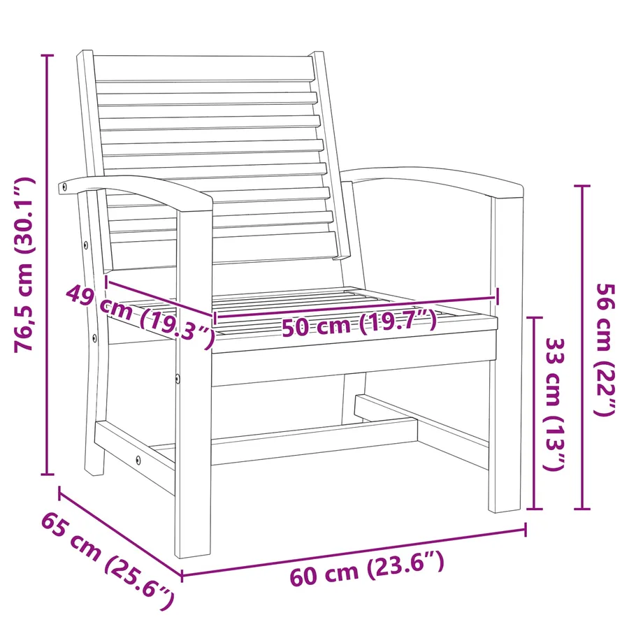 Chaise 2 Pièce Marron 65 x 60 x 76,5 cm Bois de teck massif - 8