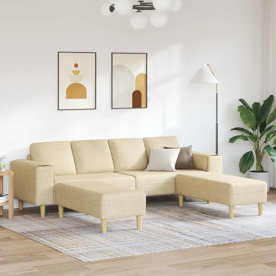 Canapé de salon 3 pcs Crème Polyester