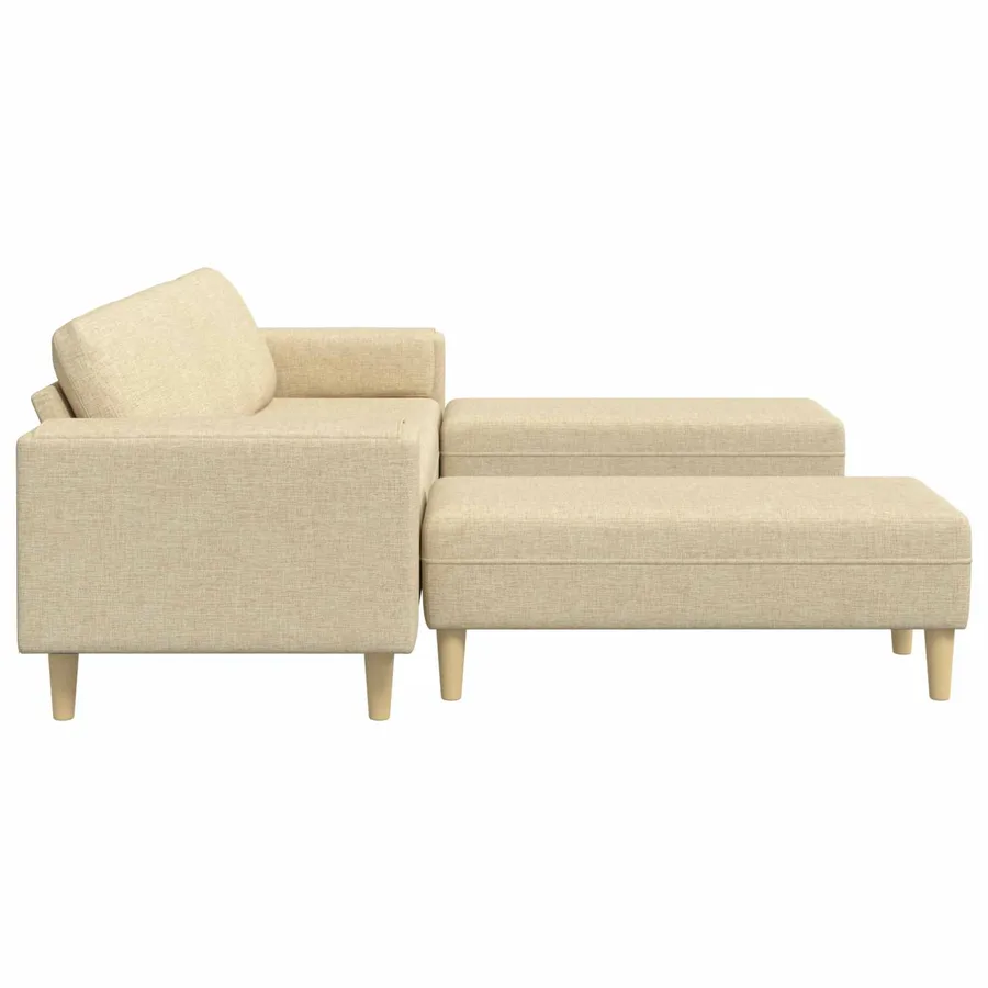 Canapé de salon 3 pcs Crème Polyester - 5