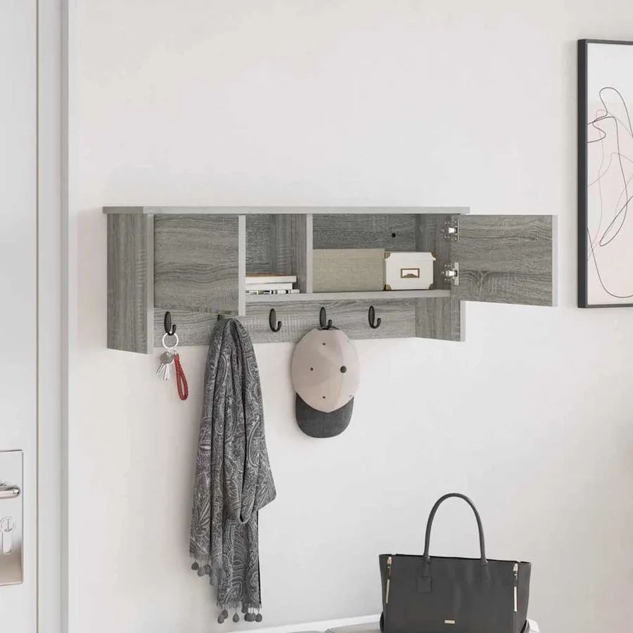 Porte-manteau mural avec étagère Gris Sonoma 80 x 20 x 30 cm - 4