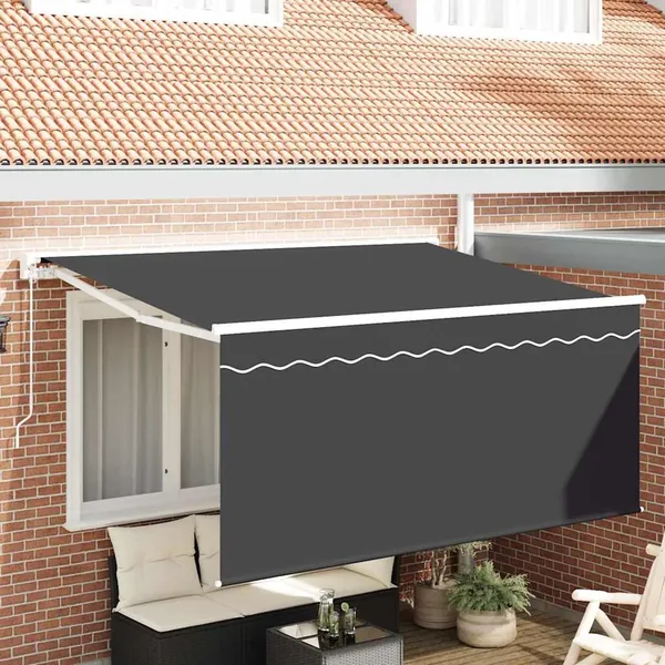 Auvent Rétractable Rayé Anthracite 300 x 200 cm tissu
