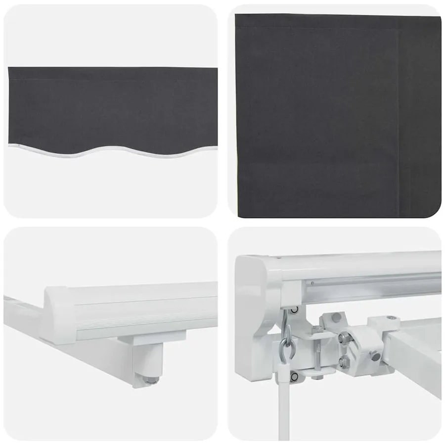 Auvent Rétractable Rayé Anthracite 300 x 200 cm tissu - 10