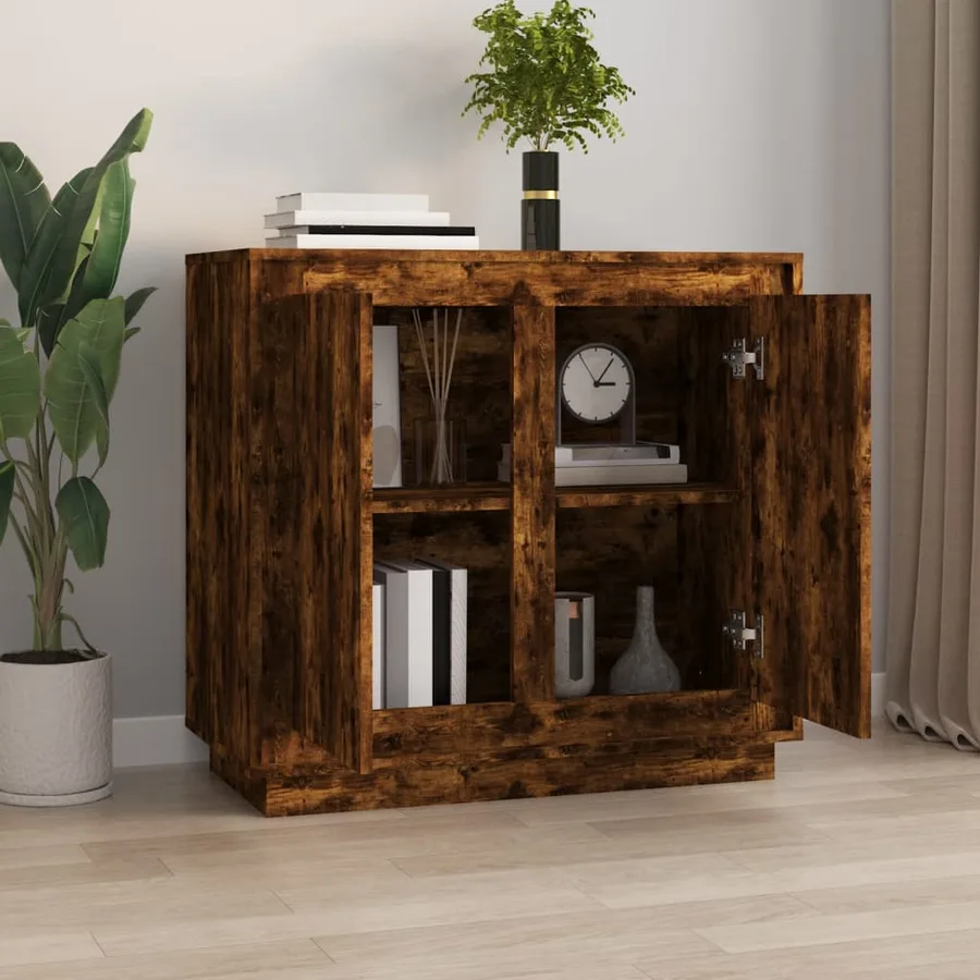 Buffet chêne fumé 80x34x75 cm bois d'ingénierie - 3