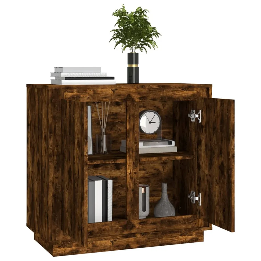 Buffet chêne fumé 80x34x75 cm bois d'ingénierie - 4