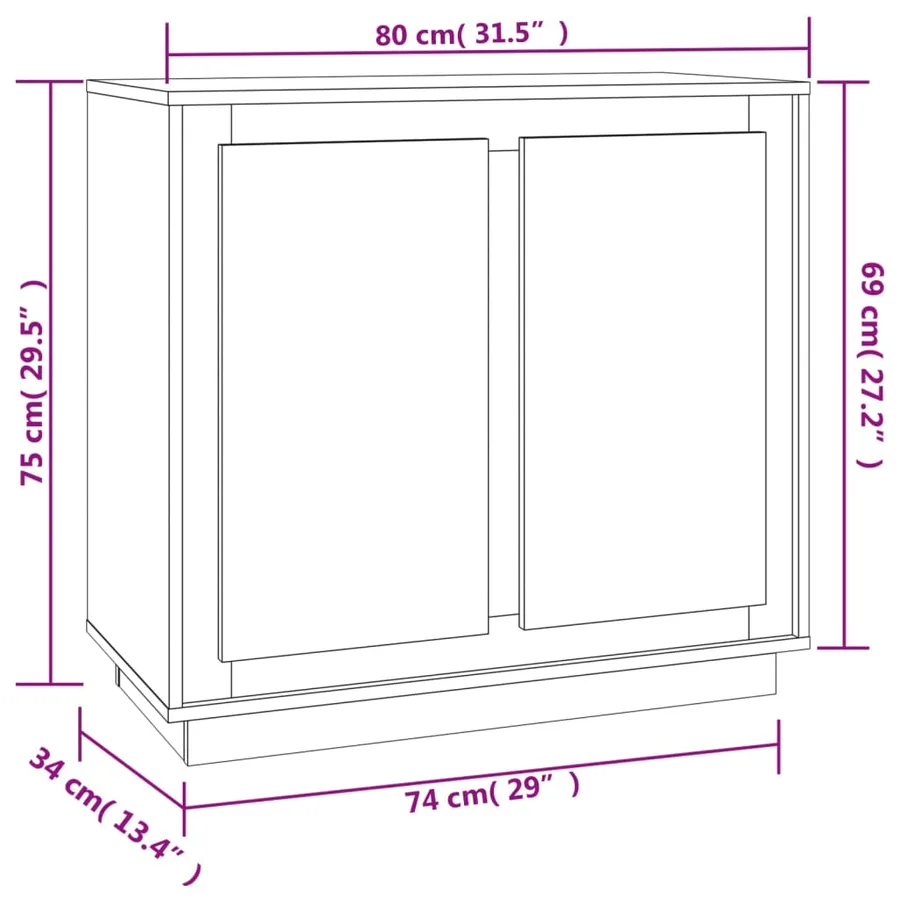 Buffet chêne fumé 80x34x75 cm bois d'ingénierie - 8