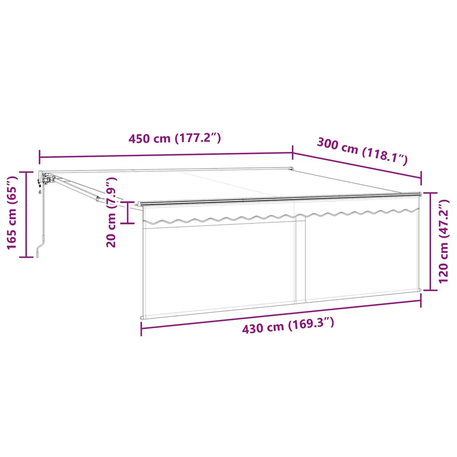 Auvent Rétractable Anthracite 450 × 350 cm - 14
