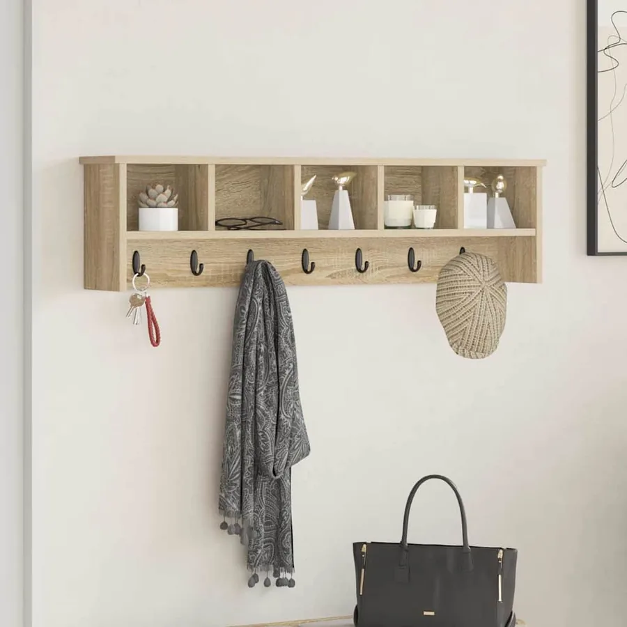 Porte-manteau mural avec étagère Chêne Sonoma 100 x 16 x 26 cm