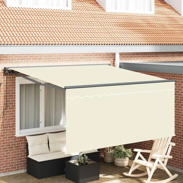 Auvent Rétractable Crème 350 x 250 cm Polyester et Aluminium