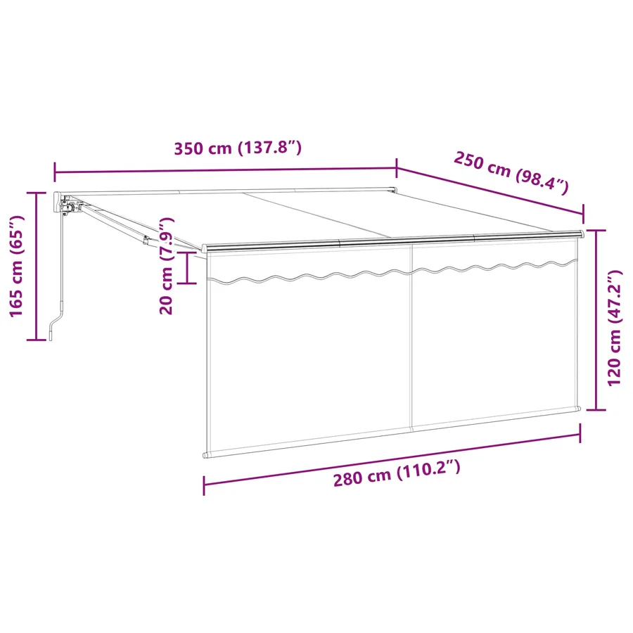 Auvent Rétractable Crème 350 x 250 cm Polyester et Aluminium - 13