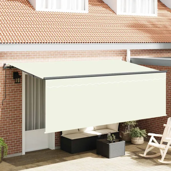Auvent Rétractable Crème 350 x 200 cm Polyester et Aluminium