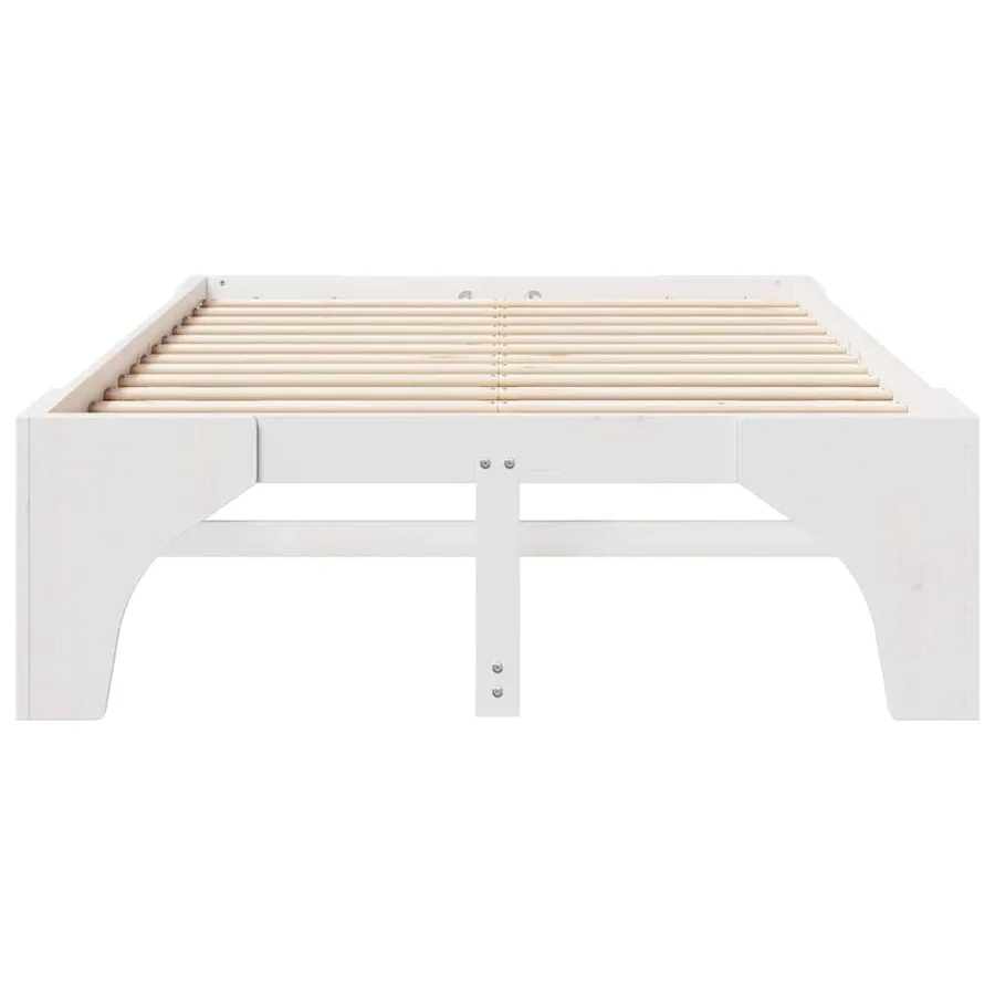 Cadre de lit Blanc 140 x 190 cm Pin massif - 5