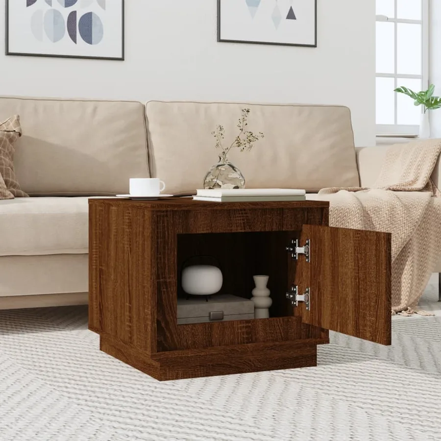 Table basse chêne marron 51x50x44 cm bois d'ingénierie - 3