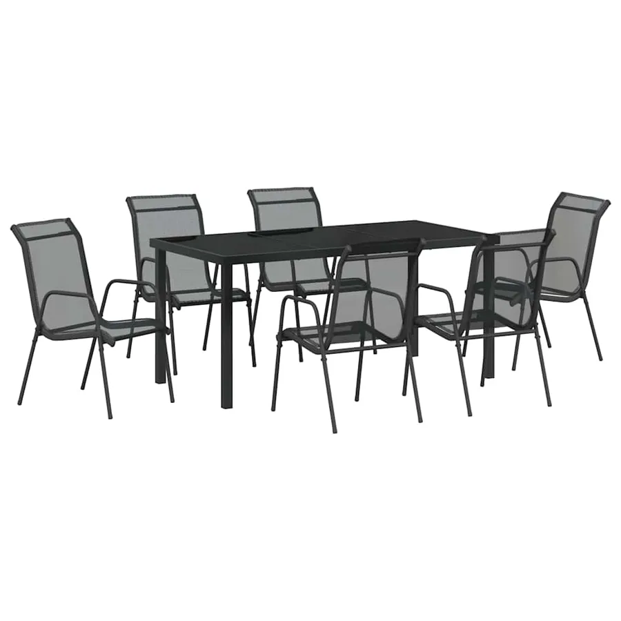 Ensemble de salle à manger pour jardin 7 pcs Noir - 2