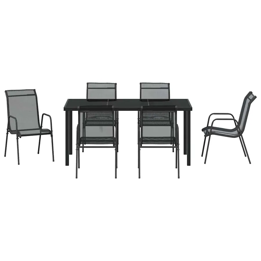 Ensemble de salle à manger pour jardin 7 pcs Noir - 7