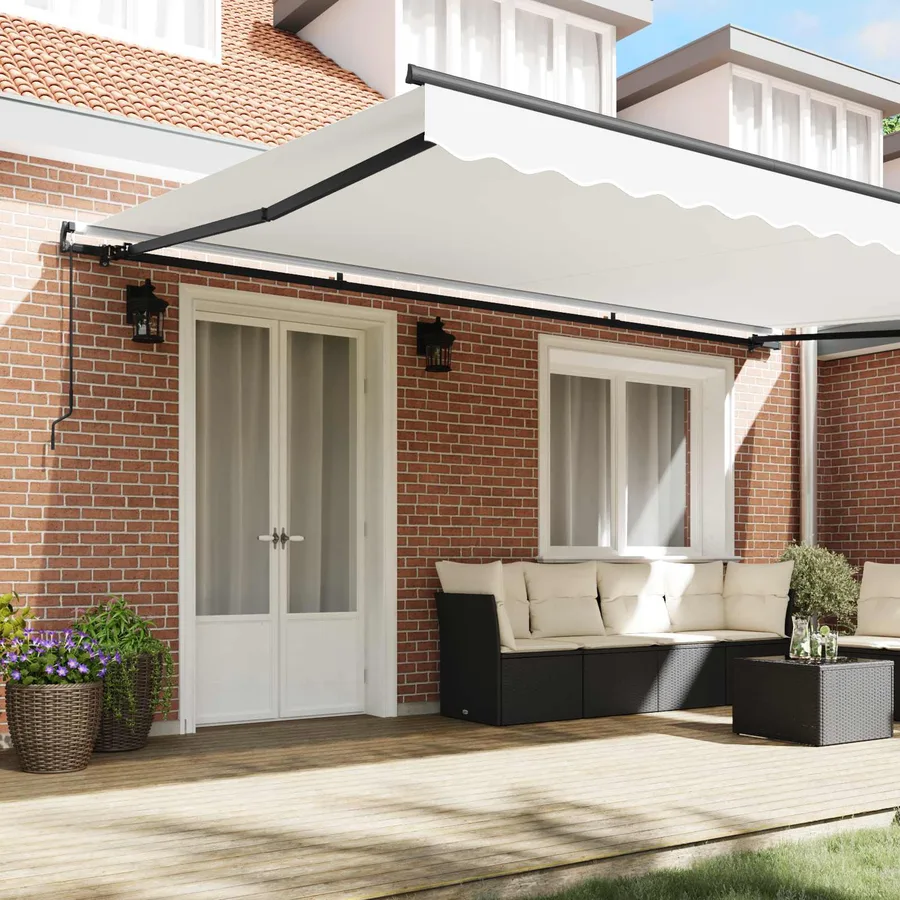 Auvent rétractable Blanc 500 × 350 cm Polyester et Aluminium - 3